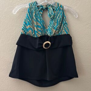 Women’s Jaclyn Smith Halter Swim Top, leopard print, Size 18